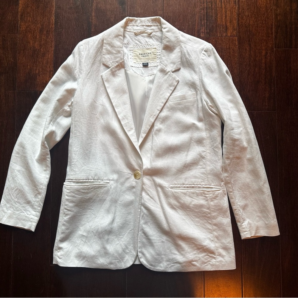American Eagle White Linen Blazer / Small